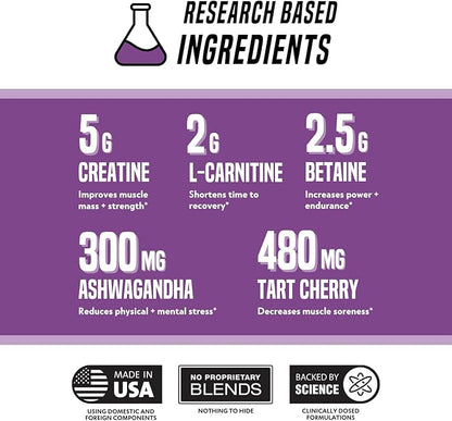 Outwork Nutrition Recovery Drink - Post Workout Recovery Powder & Creatine Monohydrate Muscle Builder for Men & Women - Creatine for Men & Women - After Workout Drink - Gummy Bear Burst, 230 Gr