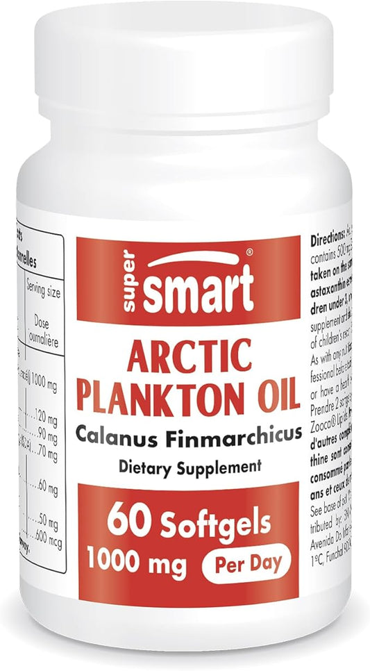 SuperSmart - Arctic Plankton Oil 1000mg per Day (Patented) - Greater Nutrition Than Fish & Krill Oil Supplement - with Omega-3 Fatty Acids, EPA, DHA & SDA | Non-GMO & Gluten Free - 60 Softgels