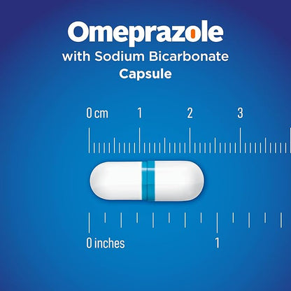 Amazon Basic Care Omeprazole and Sodium Bicarbonate Capsules, 20 mg/1100 mg, 24-Hour Frequent Heartburn Medicine, Acid Reducer Pills, 42 Count