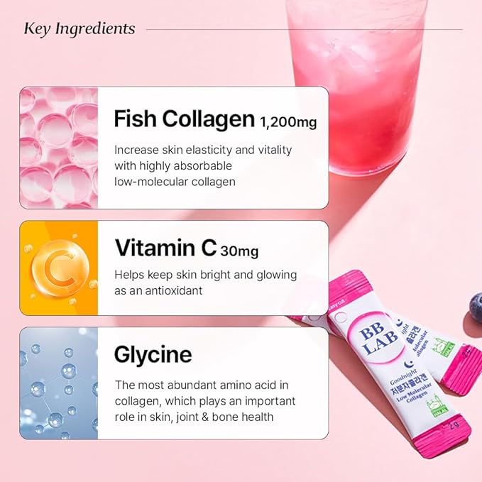 [All in One Care Set] Good Night Collagen, HSN Biotin Collagen, Powder Stick Korean Marine Collagen, Fish Collagen, Vitamin C, Biotin, Fast Absorption, Fruit Flavored