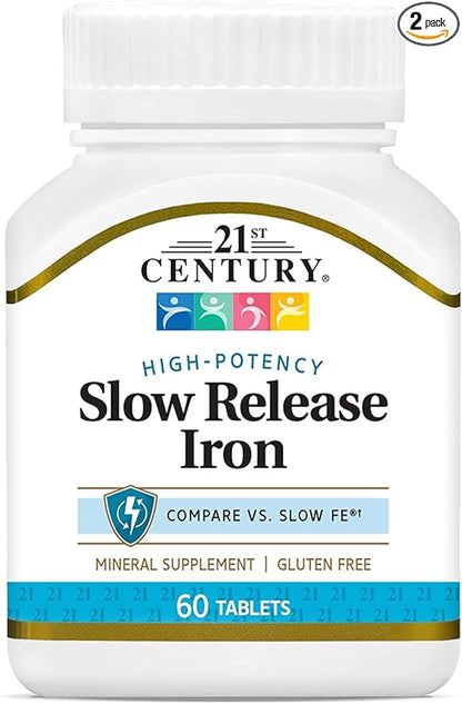 21st Century Slow Release Iron Tablets, 60 Count PACK OF 2 - Packaging May Vary