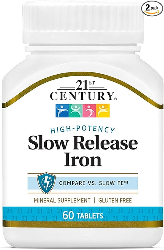 21st Century Slow Release Iron Tablets, 60 Count PACK OF 2 - Packaging May Vary