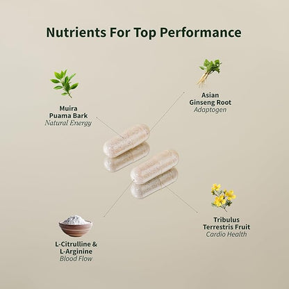 Snap Supplements Nitric Oxide Booster Supplement with L Arginine and L Citrulline Essential Amino Acids and Ginseng Root, Energy, Heart Health, Muscle Growth & Circulation Support, 90 Capsules