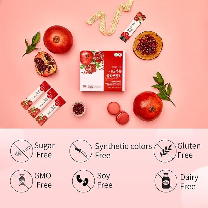 Anti-Aging Korean-Beauty Pomegranate Collagen Jelly Stick 20g*30 Stick/for Skin, Nail and Hair Growth