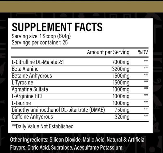 Desired Pre Workout - Energy, Endurance, Focus, Pump and Strength - Beta Alanine, Caffeine, Citrulline Malate, DMAE 750 mg, L-Tyrosine (25 Servings)
