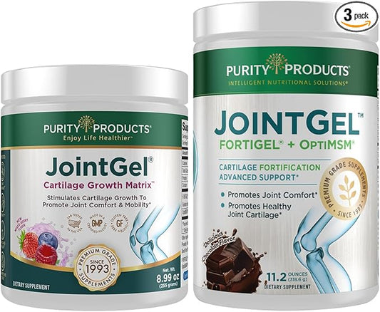 Purity Products Bundle - JointGel (Berry Powder) + JointGel (Super Chocolate Powder) Bioactive Collagen Peptides + MSM - Supports Joint Function and Flexibility While Fortifying Joint Cartilage