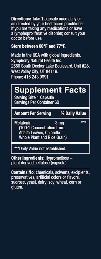 Herbatonin 3mg - The First Natural Plant Melatonin Adult Sleep Aid, Circadian Rhythm Support for Jet Lag, Shift Work, General Sleeplessness - 120 Pure Vegan Capsules (120 Day Supply)