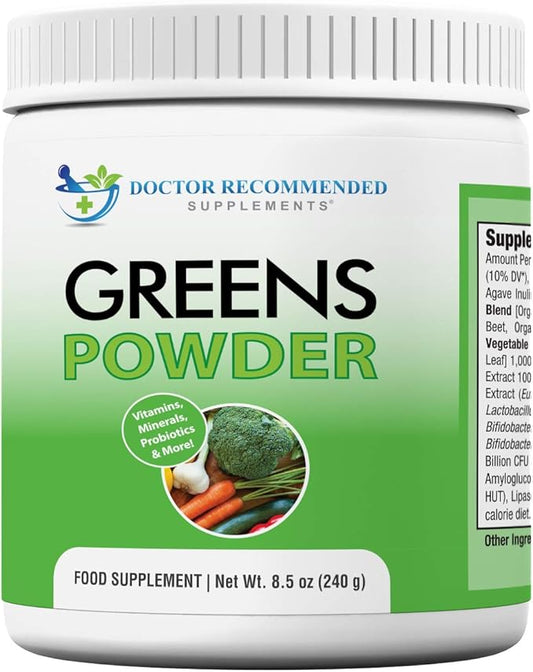 Doctor Recommended Greens Powder – Whole Food Nutritional Supplement – Probiotics and Digestive Enzymes – Berry Taste – Gluten-Free, Non-GMO, Dairy-Free, Caffeine-Free, No Artificial Sweeteners