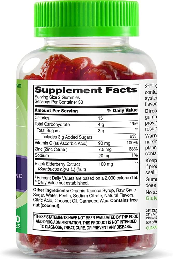 21st Century VitaJoy Sambucus Elderberry Gummies, Berry, 60 Count