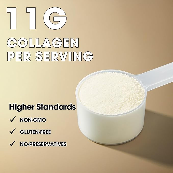 Collagen Peptides Powder Unflavored 15.9oz, Hydrolyzed Bovine Collagen 41 Servings Types I & III, Grass-Fed, Pasture-Raised Protein, Zero Sugar Supplement