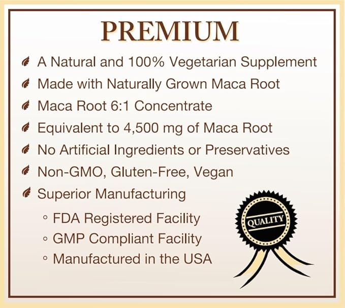 Organic Maca Root Capsules (High Potency), Non-GMO Verified Supplement - 120 Capsules, 2 Month Supply