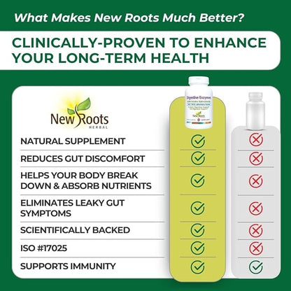 New Roots | Digestive Enzymes with Ox Bile + Betaine Hydrochloride Supplement | Betaine HCL with Pepsin and Papain (100 Capsules) for Fast Nutrient Absorption and Bloating Comfort