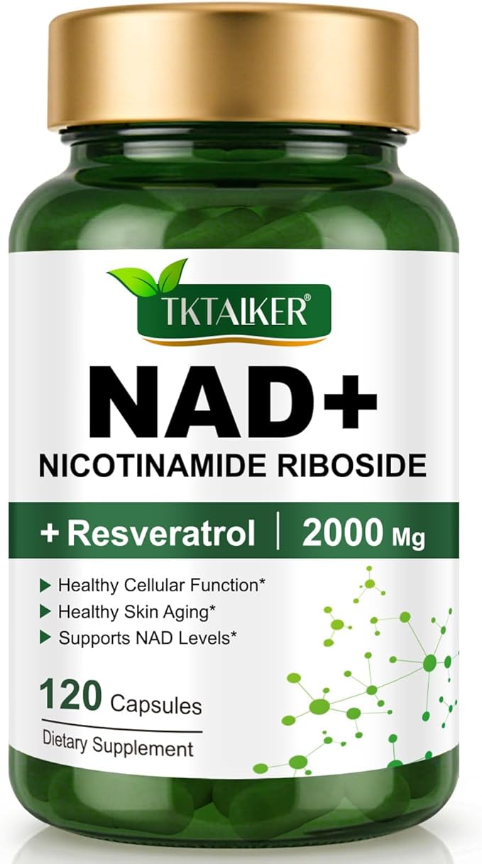 NAD Supplement 2000 Mg - 120 Capsules True NAD & Resveratrol, NMN Alternative Liposomal NAD+ for Women & Men, Support Cellular Health, Stamina & Healthy Aging - Ultra Strength Capsules