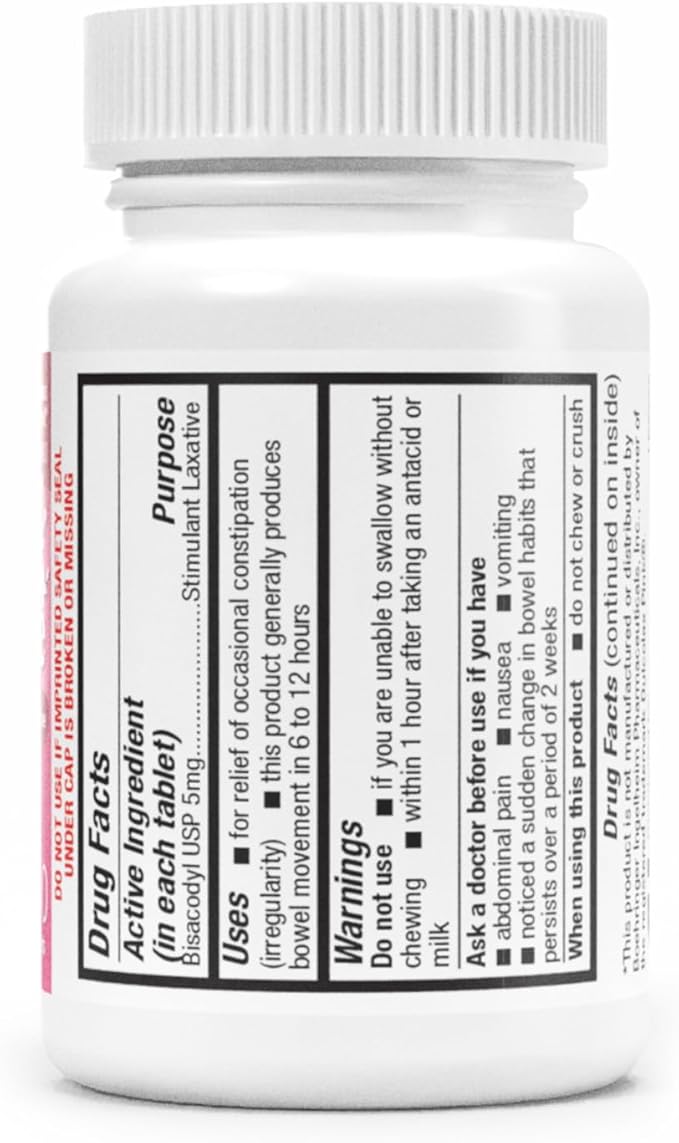 HealthA2Z® Woman's Gentle Laxative | Bisacodyl Stimulant Laxative 5mg | Constipation Relief | Gentle and Reliable | Overnight Relief (250 Tablets)
