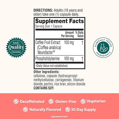 NEURIVA Original Brain Supplement for Memory, Focus & Concentration + Learning & Accuracy with Clinically Tested Nootropics Phosphatidylserine and Neurofactor, Caffeine Free, 30 Capsules (2 Pack)