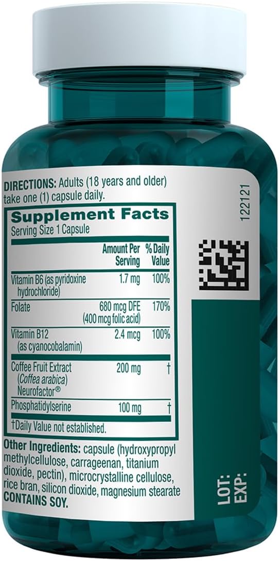 NEURIVA Plus Brain Supplement for Memory, Focus & Concentration + Cognitive Function with Clinically Tested Nootropics Phosphatidylserine and Neurofactor, VIT B6 & B12, 30 Count Capsules (2 Pack)