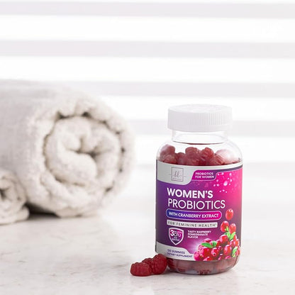 Probiotics for Women with Cranberry Extract - 6 Premium Strains for PH Balance, Digestive Health, Vaginal & Immune Support, 3 Billion CFU, Womens Probiotic Gummy for Feminine Health - 120 Gummies