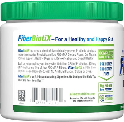 ALLMAX Naturals - FiberBiotix - Supports Gastrointestinal Health, Detoxification and Digestion for a Healthy and Happy Gut (189g, Unflavored)