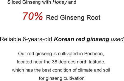 Pocheon 200g(10ea X 20g) 6Years Sliced Korean Panax Red Ginseng Roots with Honey, Saponin, Natural Immune Support