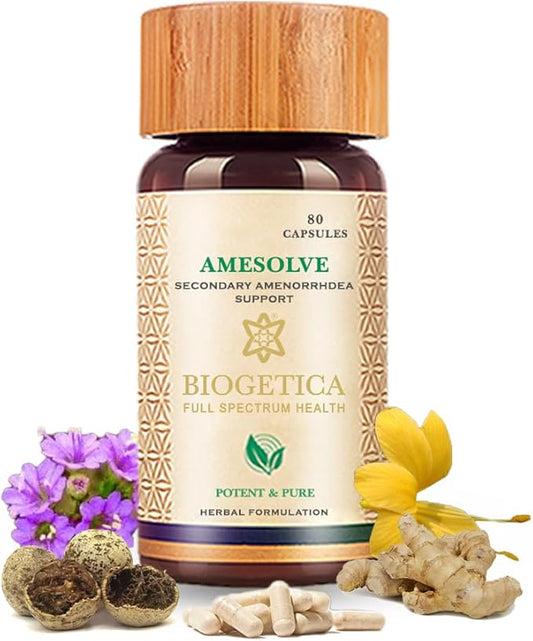 Amesolve Herbal Support for Secondary Amenorrhoea with Punarava and Asparagus Racemose - Helps Regulates The Menstrual Cycle - Non-GMO - 100% Vegan Ayurveda Supplement - 80 Capsules