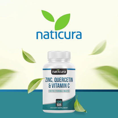 Zinc Quercetin with Vitamin C and Yerba Mate - 4-in-1 Nutritional Immune Support Supplement - 120 Veggie Capsules - Made in the USA