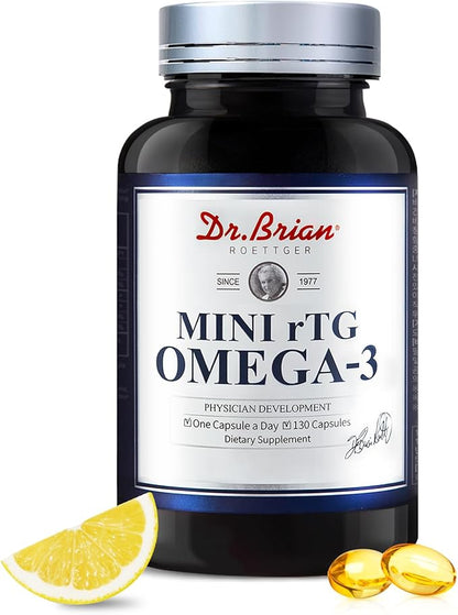 Dr.Brian Omega 3 Fish Oil 580mg per Pill, 3X Absorption rTG EPA DHA Omega 3 Supplement, Easy Swallow Mini Fish Oil Softgels for Heart, Brain, Eyes, Immune Healthy - Lemon Flavored, 130 Count
