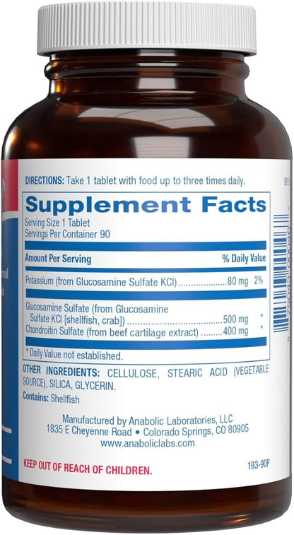 Advanced Glucosamine and Chondroitin for Adults - Clinical Formula Naturally Derived Bone Joint Tendon and Ligament Supplement with High Strength Glucosamine Complex - Up to 90 Day Supply