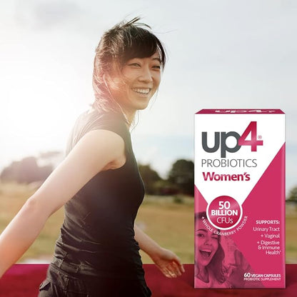 up4 Probiotic Supplement for Women, Vaginal, Digestive and Immune Support, 50 Billion CFUs Guaranteed, Non-GMO, Gluten Free, Soy Free, Vegan, 60 Count