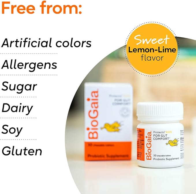 BioGaia Protectis Kids | Probiotic for Ages 3+ | Eases Occasional Digestive Issues & Promotes Regularity | Allergen, Dairy, Soy & Gluten Free | Backed by 30 Years of Research | 30 Day Supply