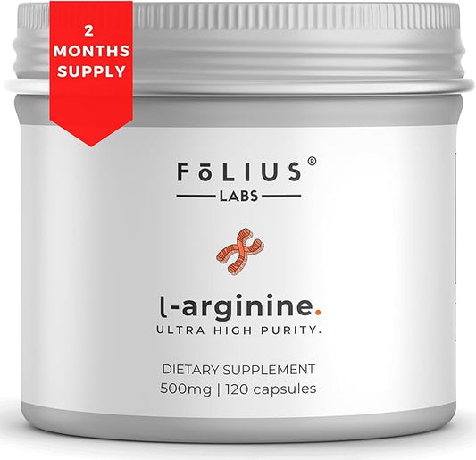 L-Arginine 1000mg Supplement for Men and Women - Supports Nitric Oxide Production - Supports Blood Circulation - Pre Workout Amino Acid Supplement (120 Capsules)
