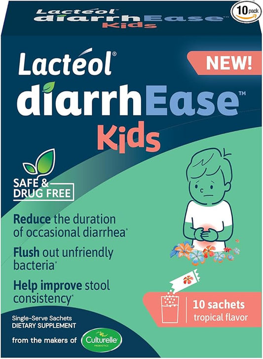diarrhEase Kids - a Safe, Drug Free and clinically Tested postbiotic Strain That Shortens The Duration of Occasional Diarrhea- Works Naturally with Your Child’s Body, 10 Count