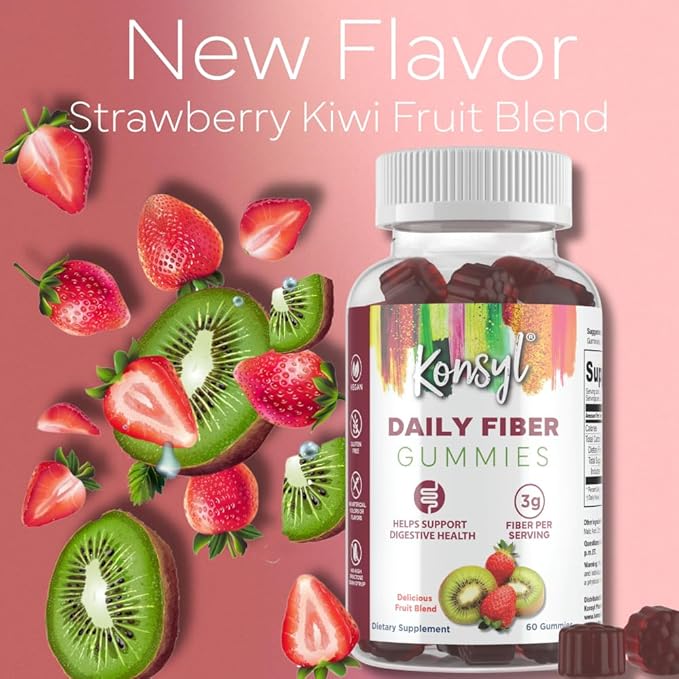 Konsyl Daily Fiber Gummies (60 Count, Strawberry-Kiwi)