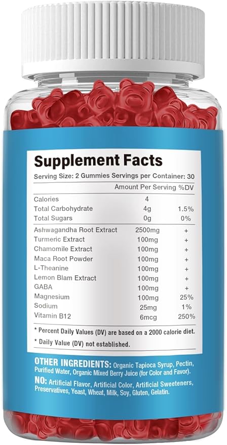 Ashwagandha Gummies for Women & Men - Immune Support & Increased Energy - Ashwagandha Supplements for Men & Women - Natural Strawberry Flavor (120 Count)