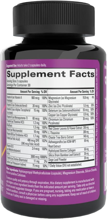Hyland's Rock On Menopause and Youthful Skin Care Multivitamin for Women with Immune Support, 60 Capsules, Menopause Relief for Women with Biotin, Collagen, and Red Clover (Pack of 2)