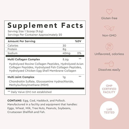 Alaya Multi Collagen Powder - Supports Hair, Skin, Nails & Bone Health for Women and Men - 5 Types Hydrolyzed Collagen Peptides Protein Powder Supplement with MSM + Glucosamine (20 Serving)