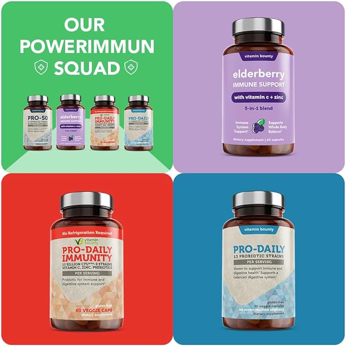 Vitamin Bounty Pro-50 Probiotics for Women Digestive Health | 50 Billion CFU & 13 Strains | SBO Synbiotic Formula Delayed Release Capsule+Prebiotic Greens for Immune Support – for Women & Men | 60cap
