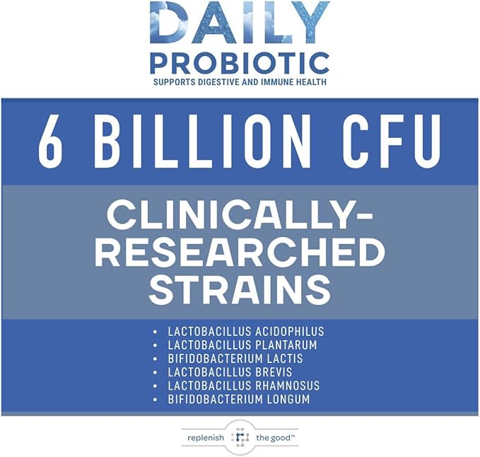 Daily Probiotic - 6 Billion CFU - Supports Digestive Health -15x More Effective Than Regular Capsules - Relieves Gas, Bloated Stomach & Acid Reflux (60 Count)