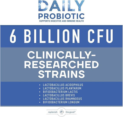 Daily Probiotic - 6 Billion CFU - Supports Digestive Health -15x More Effective Than Regular Capsules - Relieves Gas, Bloated Stomach & Acid Reflux (60 Count)