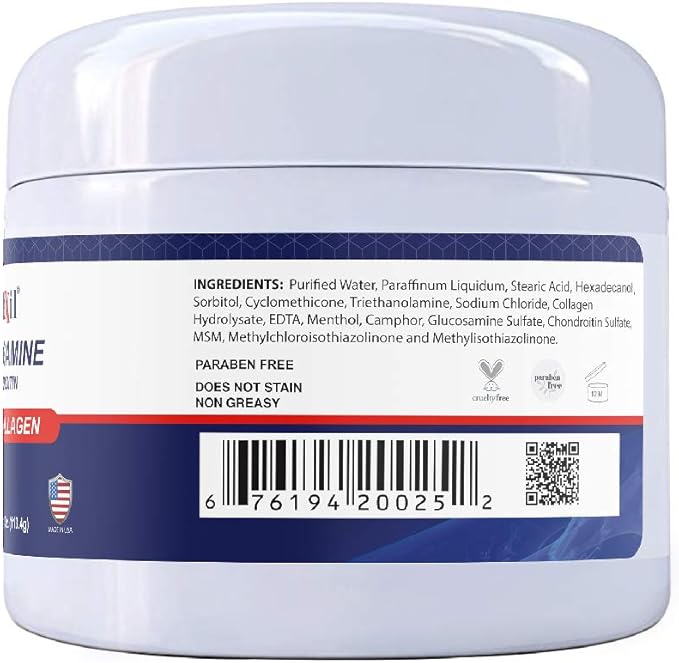 ALFA VITAMINS Alflexil Glucosamine Plus Chondroitin Cream with MSM & Collagen, Supports Healthy Joints, Joint & Muscle Pain Relief, Improves Mobility, Fast Absorption, and Moisturizes Skin, 4 Oz.