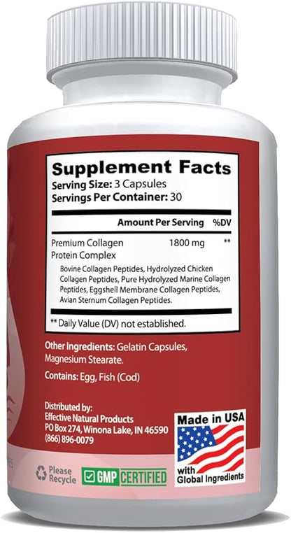 ENP Collagen Complex, Type I, II, III, V, and X, Derived from Non-Vegan Sources, Joint Comfort, Flexibility, and Bone Strength, 90ct, 30 Day Supply