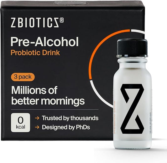 ZBiotics — Feel Better After Drinking, Wake Up Refreshed, Science-Backed, Patented Probiotic for Easier Mornings, Travel-Friendly, 3-Pack of 0.5 Fl Oz Bottles
