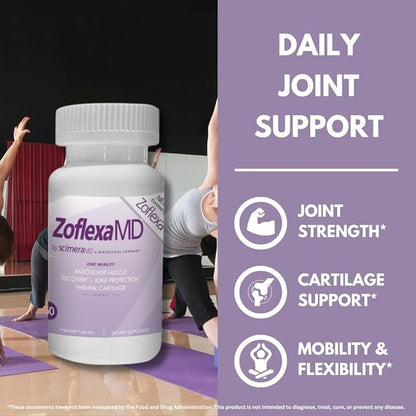ScimeraMD® Zoflexa Joint Support Supplement with Glucosamine, Chondroitin, Boswellia, Turmeric, MSM, for Joint and Cartilage Health, 60 CT