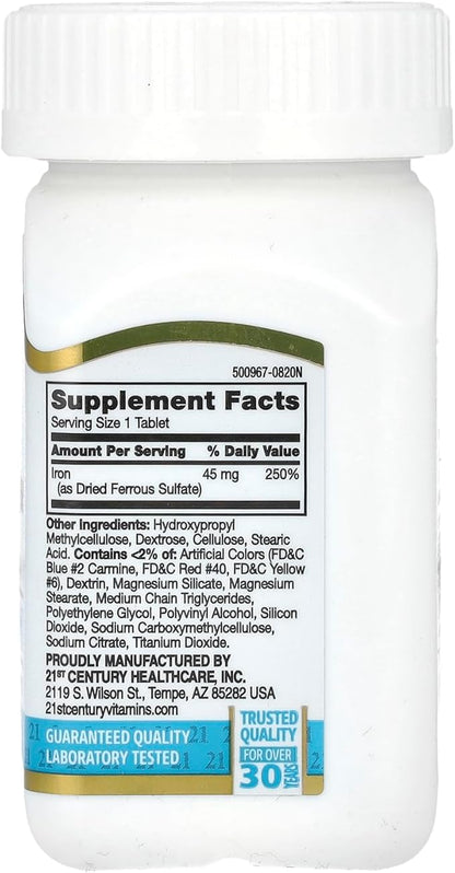 21st Century Slow Release Iron Tablets, 60 Count