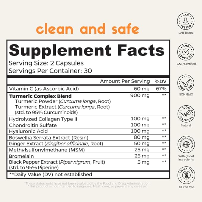 Zenkgo Chondroitin Boswellia MSM Turmeric Hydrolyzed Collagen - Joint Support Supplement, Helps with Joint Mobility & Flexibility (Joint Support Supplement)