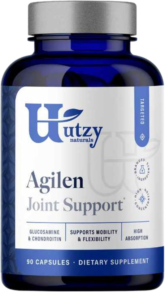 Agilen | Joint Support Supplement w/Glucosamine & Chondroitin (as CS-bBioactive®) | Hyaluronic Acid (as Mobilee®) | 3rd Party Tested | 90 Capsules