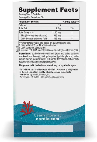 Nordic Naturals Ultimate Omega 2X Teen, Strawberry - 60 Mini Soft Gels - 1120 mg Total Omega-3s with EPA & DHA - Brain Health, Positive Mood, Social Development, Learning - Non-GMO - 30 Servings