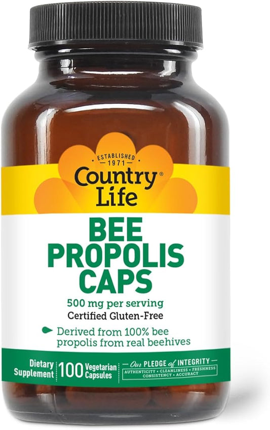Country Life - Pure Bee Propolis Caps, 500 mg - 100 Vegetarian Capsules