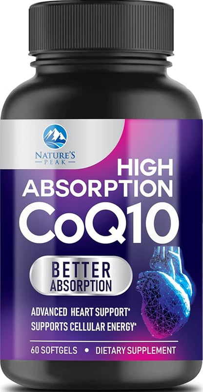 Co Q 10 Supplement - CoQ10 100mg Antioxidant, Heart Health Support & Energy Production - Coenzyme Q10 (Ubiquinone) Vitamins Increased Absorption, Gluten Free, Women & Men 2 Month Supply - 60 Softgels