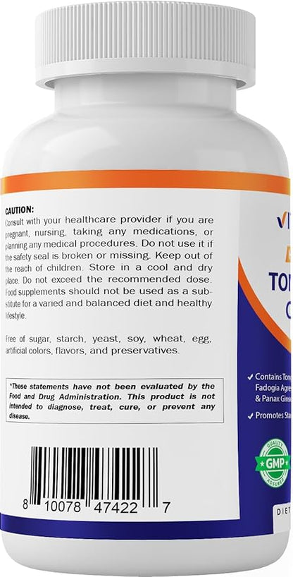 Vitamatic Tongkat Ali Extract 200 :1 Extract for Men (Longjack) Eurycoma Longifolia - 1800 mg Per Serving - Made with Fadogia Agrestis 20:1 Extract, Tribulus 95% & Panax Ginseng - 180 Capsules