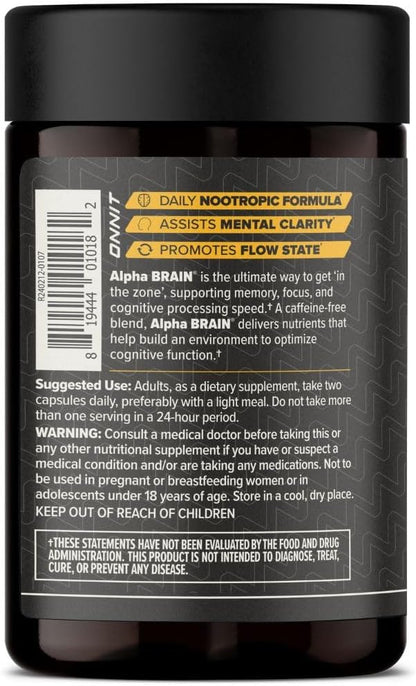 ONNIT Alpha Brain Premium Nootropic Brain Supplement for Men & Women - Caffeine-Free Focus Capsules for Concentration, Brain Booster & Memory Support 90 Count (Pack of 4)